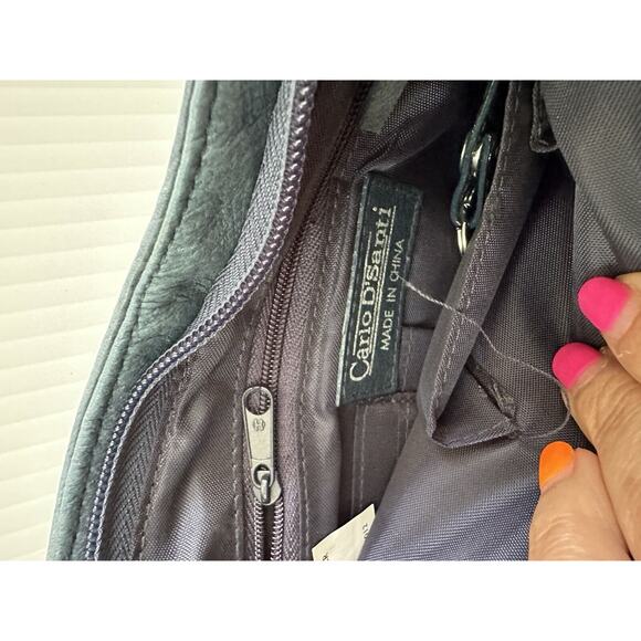 Vintage Carlo D'Santi Geanuine Leather Blue Shoulder BagTooled Leather Handbag - Picture 8 of 16